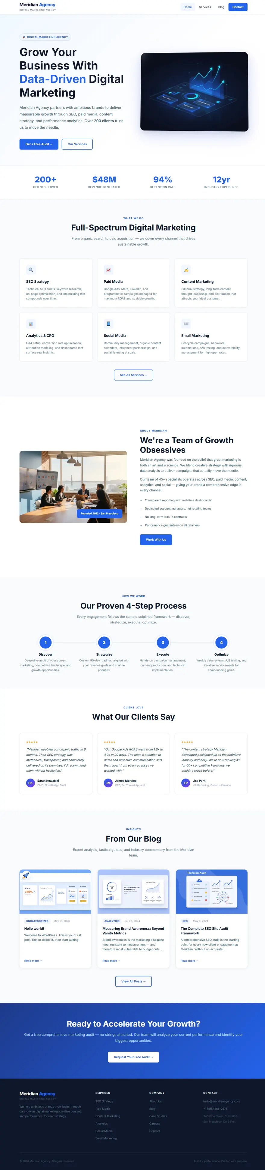 Marketing agency site after the foenix agent audited and fixed internal links across all posts